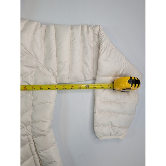 YMI Womens Off White Chevron Quilted Hooded Puffer Jacket J633 Large - Picture 7 of 9